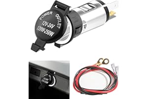 SUJADE YAKEFLY DC 12V Car Cigarette Lighter,Cigarette Lighter Socket Waterproof Auto Lighter Socket Plug Outlet with Cover Wiring Harness,12 Volt Female Power Outlet Socket Replacement for Car Truck RV Boat