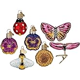 Old World Christmas Mini Garden Ornament Set Glass Blown Ornament for Christmas Tree, Handcrafted Holiday Decoration, Set Collection