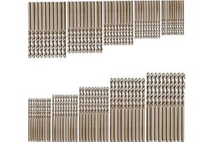 LELUKEE 100pcs M35 Stainless Steel Cobalt Drill bit Set 1mm, 1.5mm, 2mm, 2.5mm, 3mm,20pcs for Each, Micro Drill bit for Wood, Metal, Steel, Plastic, Aluminum