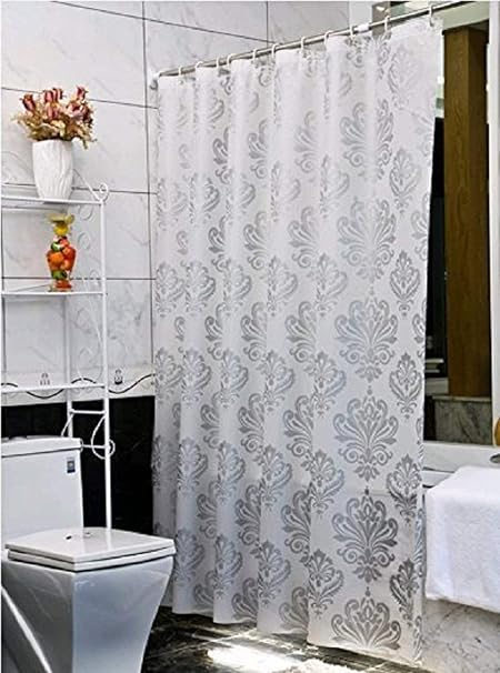 Uforme 72 Inch By 86 Inch Silver Grey Damask Shower Curtain Eco