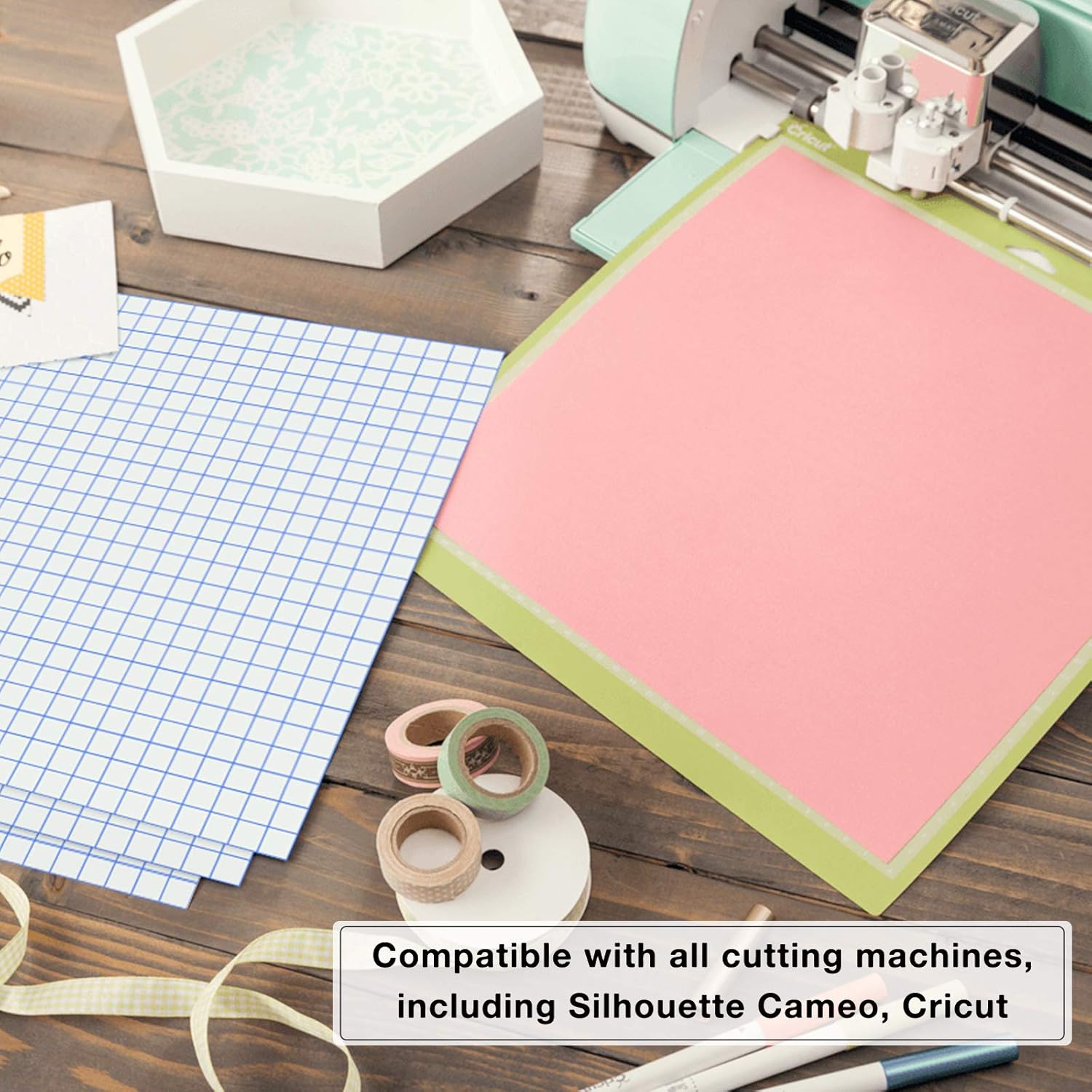 Transfer Tape for Vinyl 20 Pack 12'' x 12'' w/Blue Alignment Grid for Adhesive Vinyl, Medium Tack Vinyl Transfer Tape for Cricut, Silhouette Cameo by JANDJPACKAGING: Arts, Crafts & Sewing