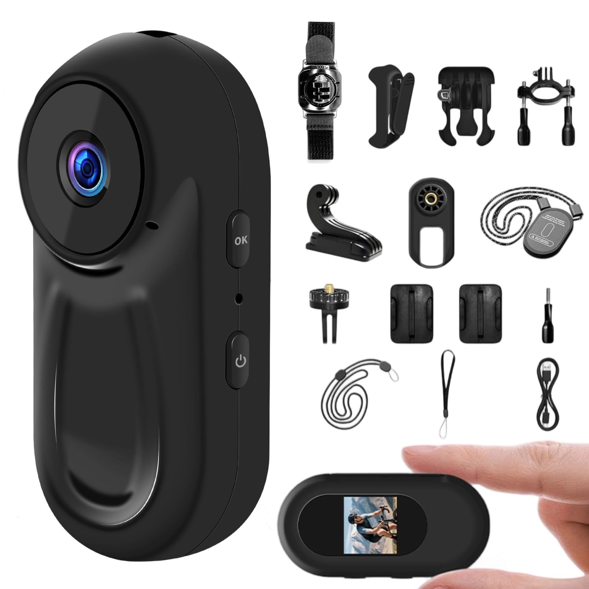 Photo 1 of 1080P Sports Action Camera, Mini Body Camera with Audio and Video Recording, Wearable Action Body Cam, Portable Recorder with Magnetic Back Clip, Camcorder for Traveling, Pet, Vlogging, Cycling