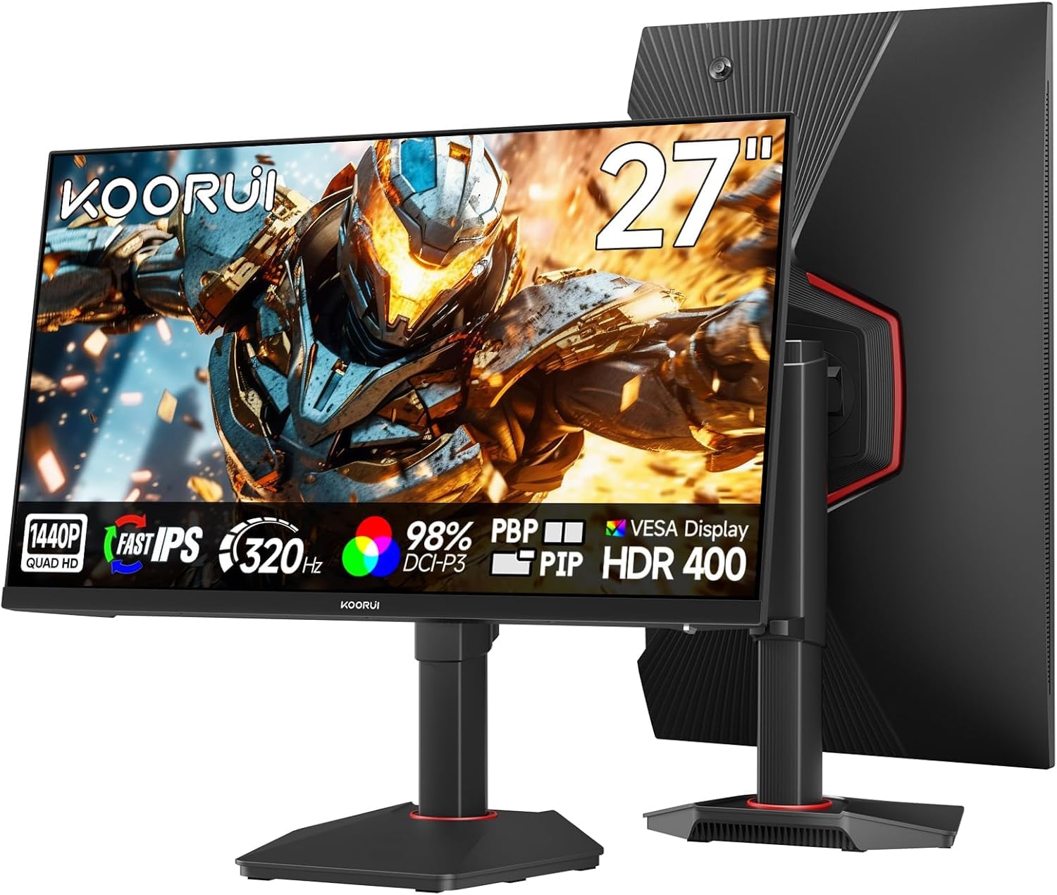 KOORUI Monitor Gaming 27 Pollici HDR400 IPS QHD 320Hz Schermo PC G2721E