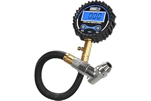 Digital Tire Pressure Gauge 200 PSI - Accurate Air Pressure Gauge for Tires with Easy-to-Read Numbers & 45° Angle Chuck