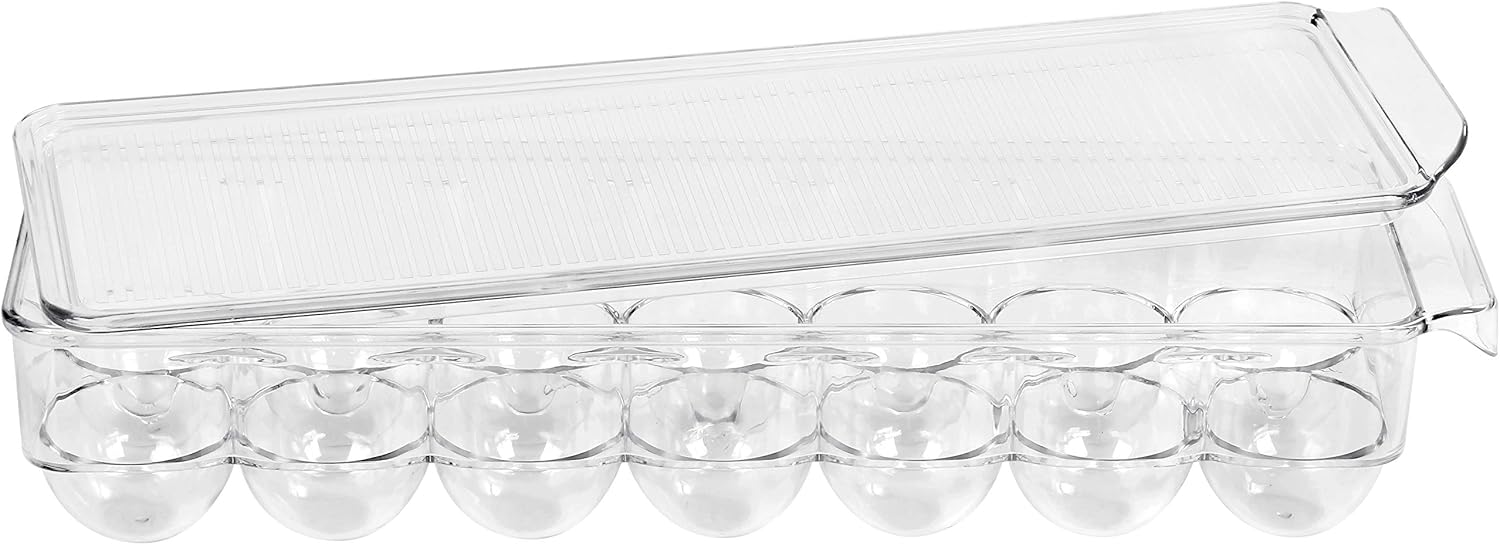 Set of 6 Pantry Organizers-Includes 6 Organizers (5 Drawers & 1 Egg Holding Tray)-Organizers for Freezers, Countertops and Cabinets-BPA Clear Plastic Pantry Storage Racks -