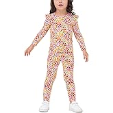 EASWEET Bamboo Viscose Toddler Girl Pajamas Ruffled Long Sleeve Kid Girls Lounge Set