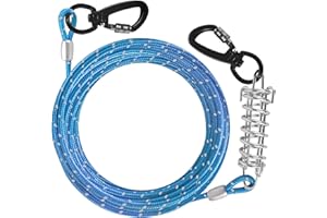 VIVBOO Dog Tie Out Cable 10ft/15ft/20ft/30ft Dog Runner for Yard and Outdoor with Swivel Hook Green/Blue/Purple Reflective Lead Dog Chains for Training Small to Medium Dogs Up to 100lbs