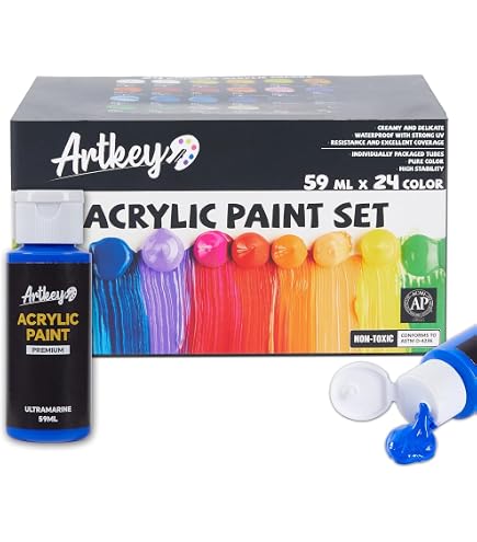 Shuttle Art Juego De Pintura Acrílica, 25 Colores, Botellas De 60 Ml Con 3 Pinceles Y 1 Paleta, Rica Pigmentación, Impermeable Para Artistas