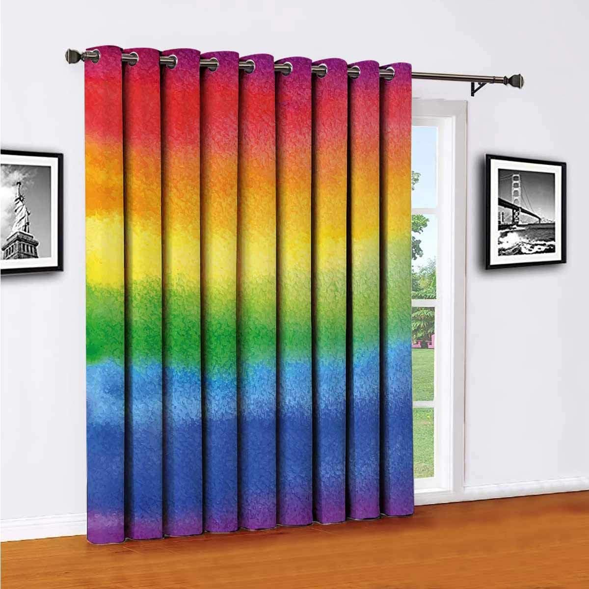 Cortina de pared con diseño de arco iris, obra de arte con colores