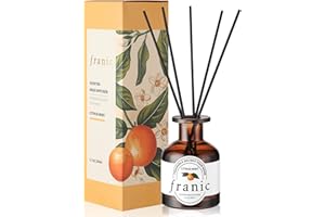 FRANIC Reed Diffuser - Citrus 6.7 oz (200 ml) with Scented Diffuser 6 Sticks, Long Lasting Fragrance for Home & Bathroom, Aromatherapy Diffuser Oil Gift Set