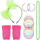 1 Set 80s Accessories for Women, Colorful Retro 80s Jewelry, Headband, Costume Accessories Set, Bright Retro Outfit Accessory for Vintage Party, Masquerade Multicolored