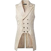 DarcChic Mens Gothic Steampunk Double Breasted Vest Waistcoat VTG Brocade