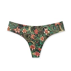 Coloranimal Christmas Thongs for Women,Poinsettia