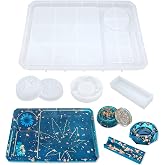 FONUNO Silicone Resin Casting Molds Pack of 5 | Epoxy Resin Molds with Large Rolling Tray & Herb Grinder Mold for DIY Resin Craft & Storage, Flexible and Reusable