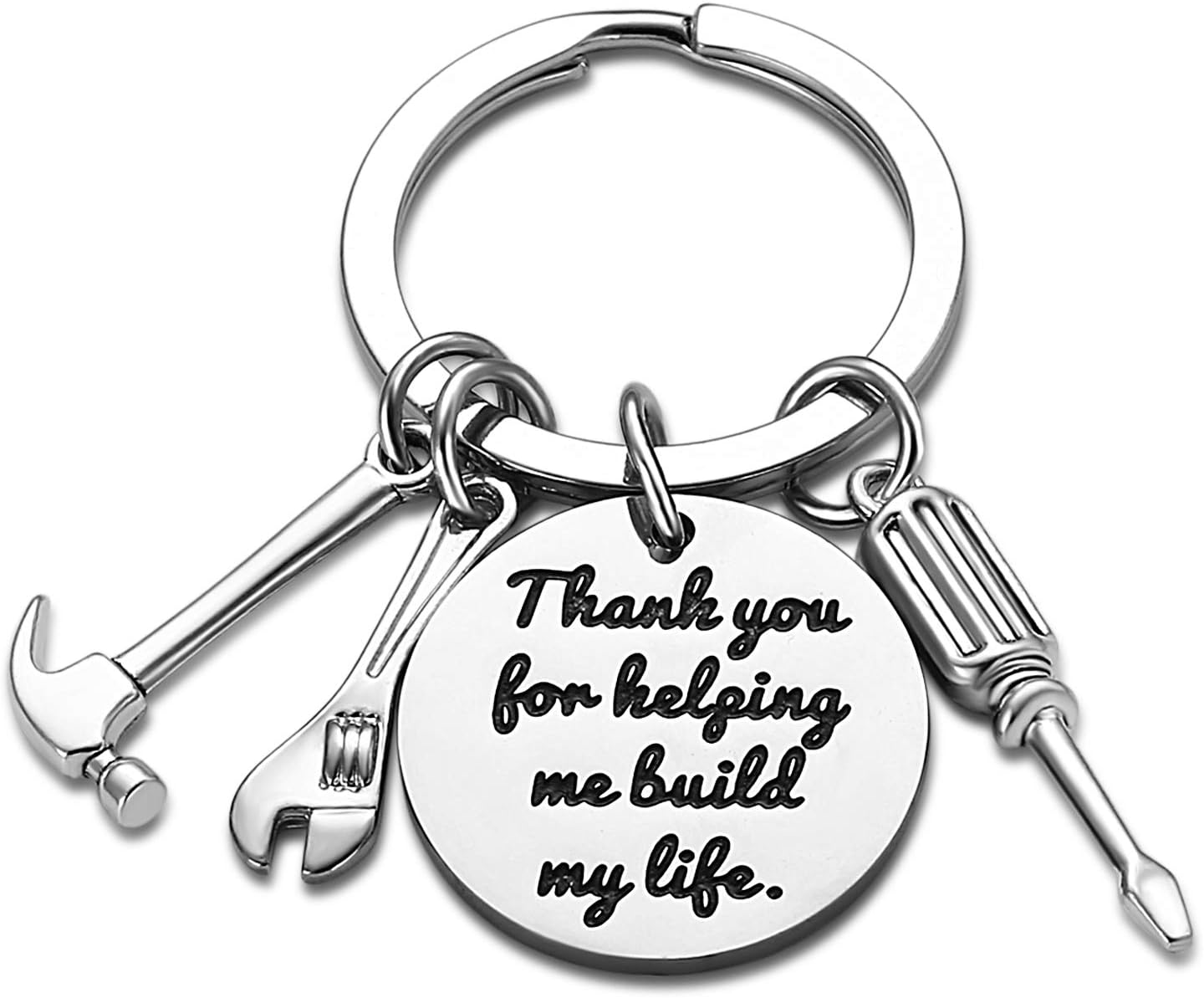 Dad Keychain Dad Gifts from Son Daughter Christmas Gift Keyring Father's Day Gift for Dad Papa Daddy (Thank You for Helping me Build My Life)