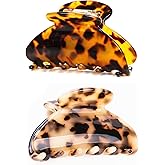 Prettyou Handmade Celluloid Acetate Barrettes Tortoise Shell Claws Hair Claw Luxury Fashion Accessories Hair Clip for Women, Pack of 2 (Tortoise Shell)