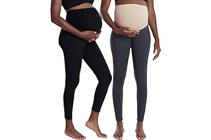 Motherhood Maternity Womens Essential Stretch Full Length Secret Fit Over The Belly Pregnancy Legging-2 Pack