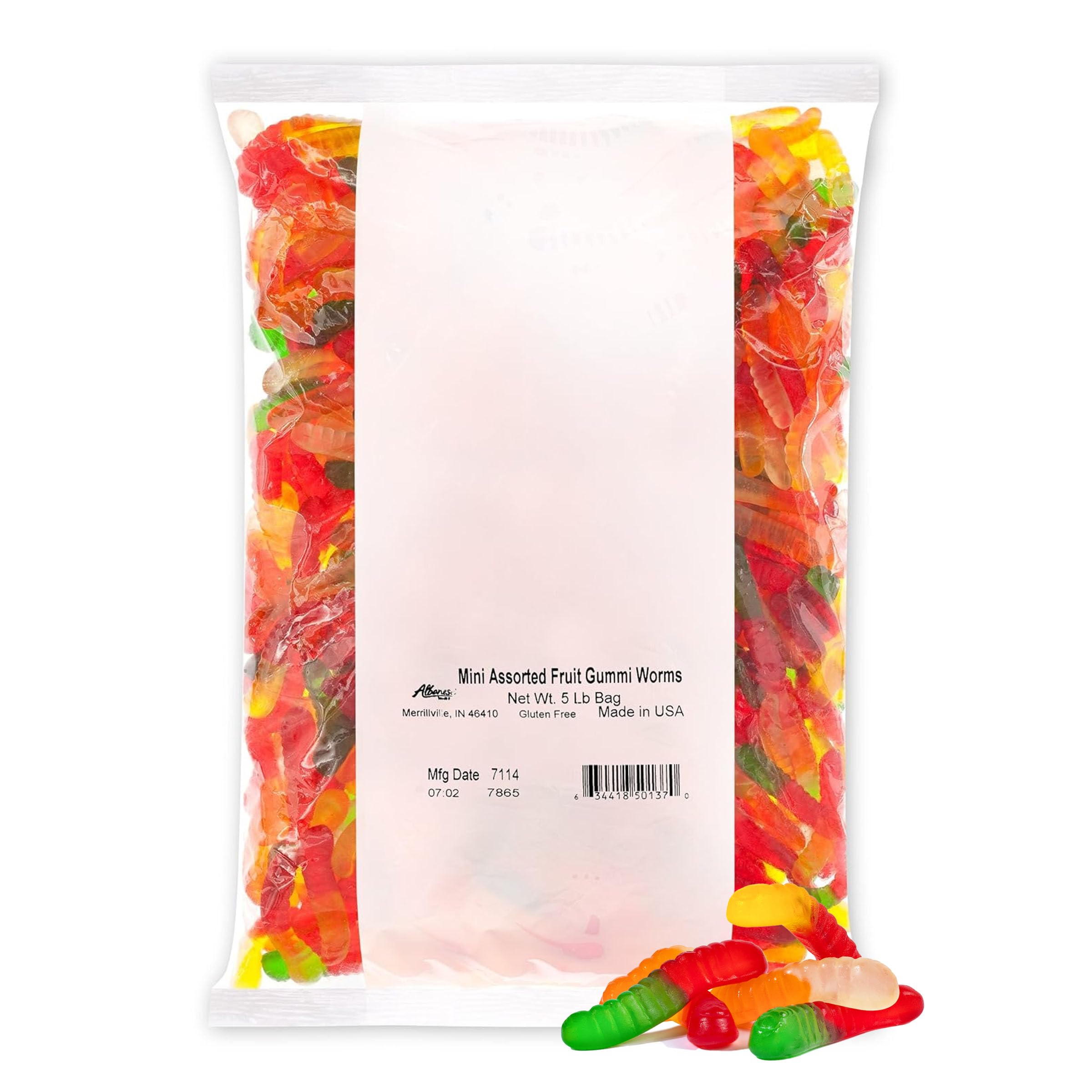 Photo 1 of Albanese Candy, Mini Assorted Fruit Gummi Worms, 5-pound Bag
