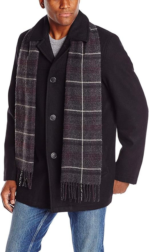 Dockers Men's Wool Melton Walking Coat with Detachable Scarf, Black, Small at Amazon Men’s