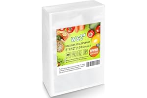 W&Y 100 Single-Ply Vacuum Sealer Bags (8"x12" Quart) – Pre-Separated, Commercial Grade, BPA Free for Food Storage, Sous Vide & Meal Prep – 1 Pack (100 Count)