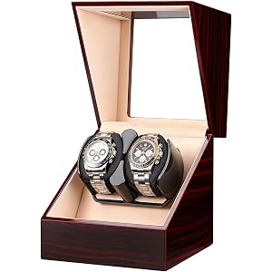 Automatic Watch Winder for Double Automatic Watches with Ultra-Quiet Motor | Classic Wooden Automatic Watch Box,Self-Winding
