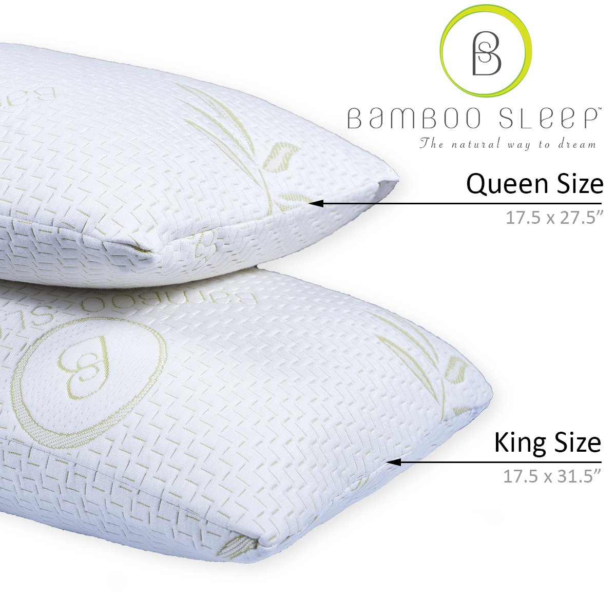 Set of 2 Bamboo Sleep Premium Bamboo Memory Foam Pillow Ultra Cool