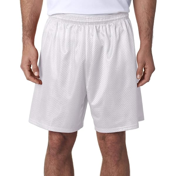A4 Seven Inch Inseam Mesh Short, Small, White at Amazon Men's