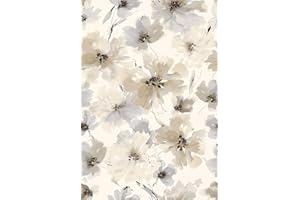 JiffDiff Beige Flower Watercolor Flower Peel and Stick Wallpaper, Honey Wheat Yellow, 17.3x393.7 inch, 48.5 sq ft, Straight Match