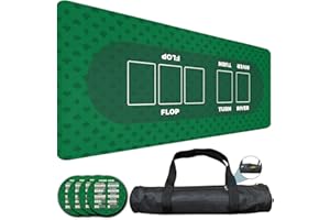 LENGAMPLAY Poker Mat, 8-10 Players Texas Holder Poker Table Top - 70" x 35" Poker Topper for Tables - Poker Game Mat with 8 Coasters in Gift-Ready and Zipper Storage Bag