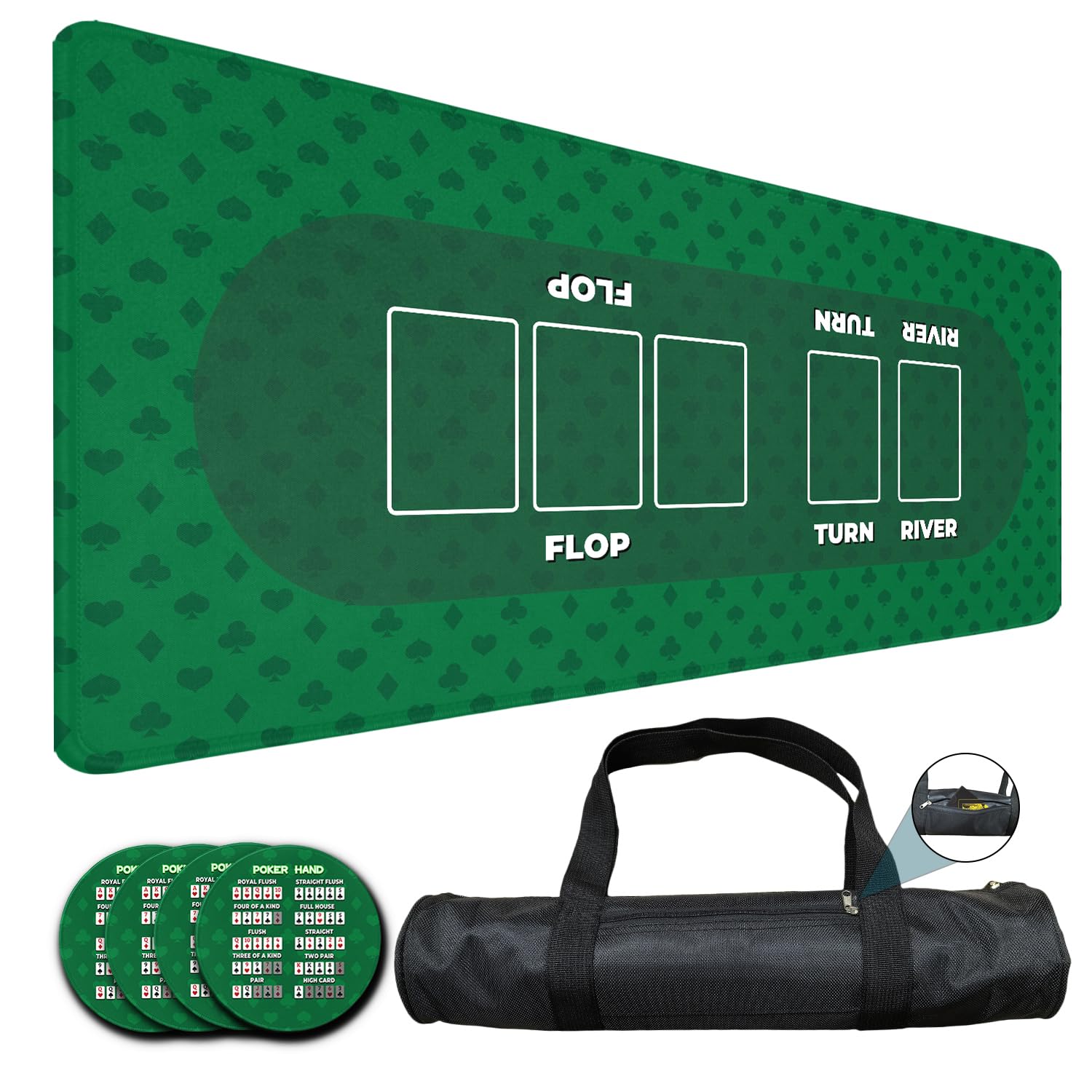 LENGAMPLAY Poker Mat, 4-6 Players Texas Holder Poker Rubber Mat - 35