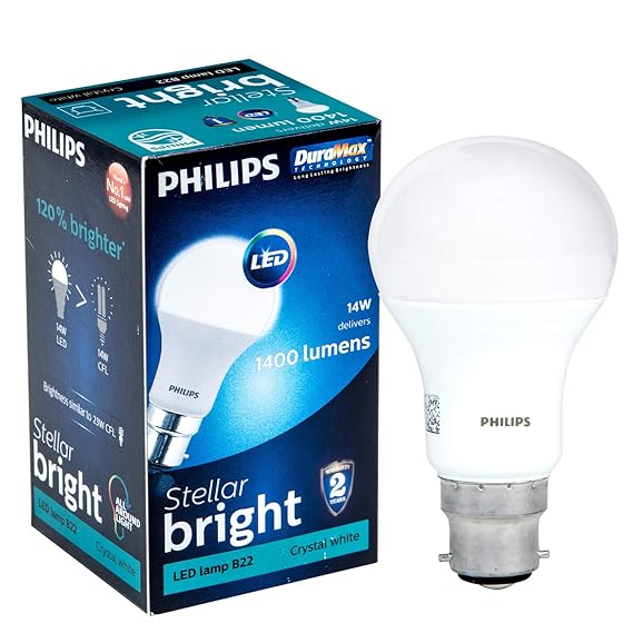 Philips Stellar Bright 14 Watt LED Bulb, Base B22 (Cool Day Light)