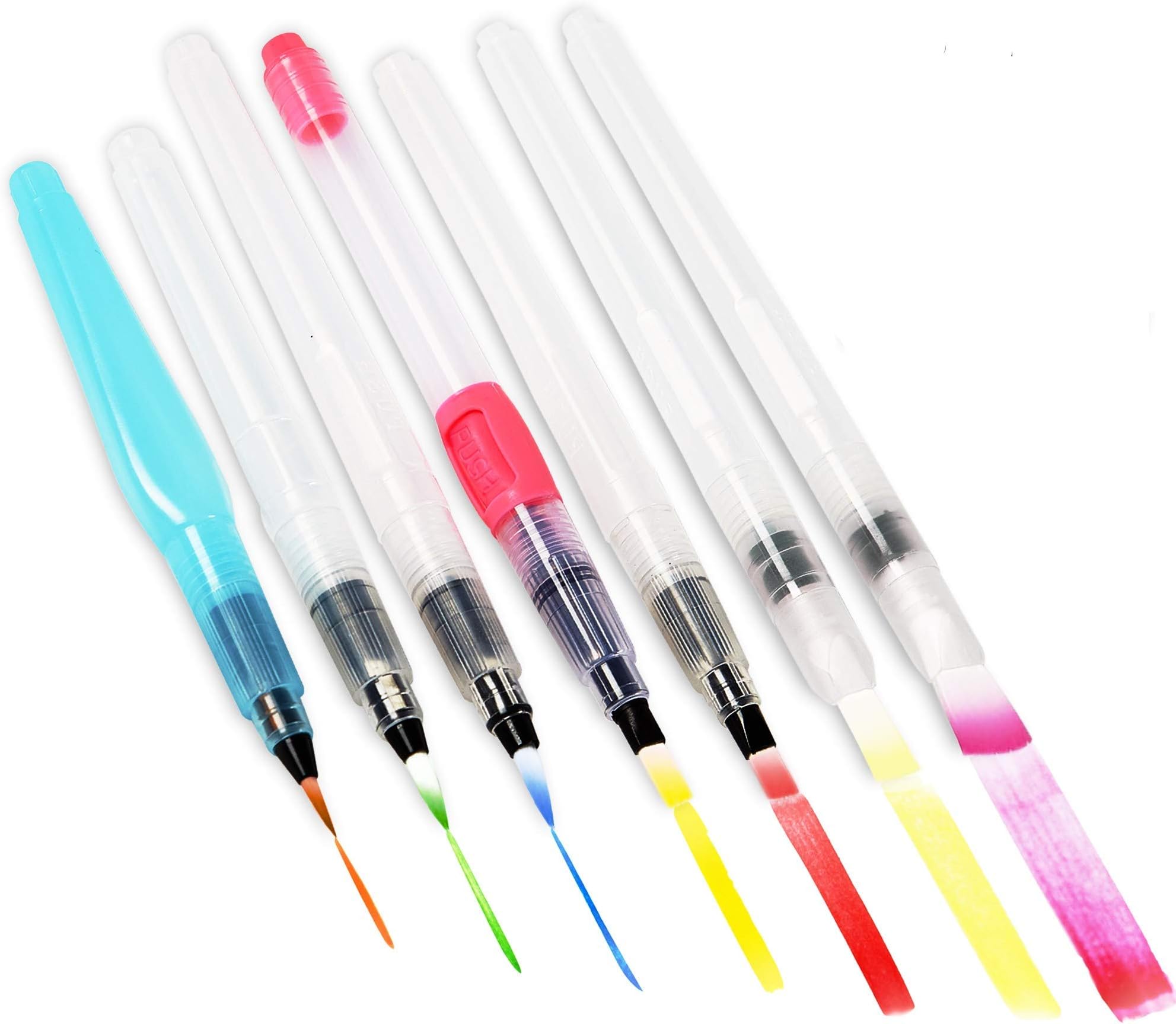 OOKU Watercolour Brush Pens 8 Piece Set - 7 Multi Purpose Watercolouring Brush pens - Bonus Pen Brushes Holder Pouch, Artist Grade Watercolour Brushes for Water Color Painting & Lettering