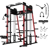 Mikolo M4 2.0 Lite Smith Machine, 2200LBS Power Cage with LAT Pulldown &amp; Cable Crossover, All-in-One Home Gym Squat Rack with Aluminum Pulley System for Full-Body Workouts