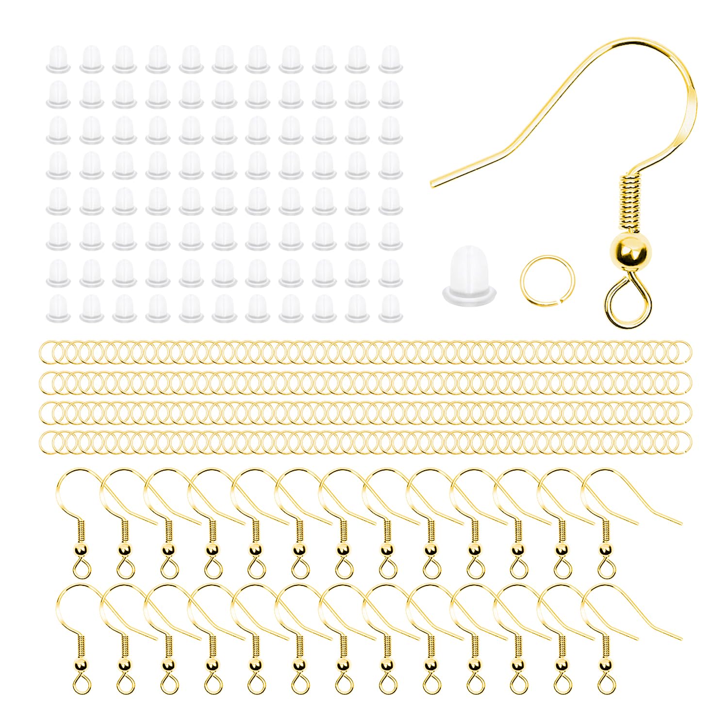 Rumyve Earring Making Supplies Kit 925 Silver Allergy Proof,600 Earring Making Supplies Kit,Hypoallergenic Ear String Hook DIY Jewelry Custom Made(Gold)