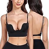 DotVol Women's Backless Multiway Convertible Low Cut Push Up Underwire Bra