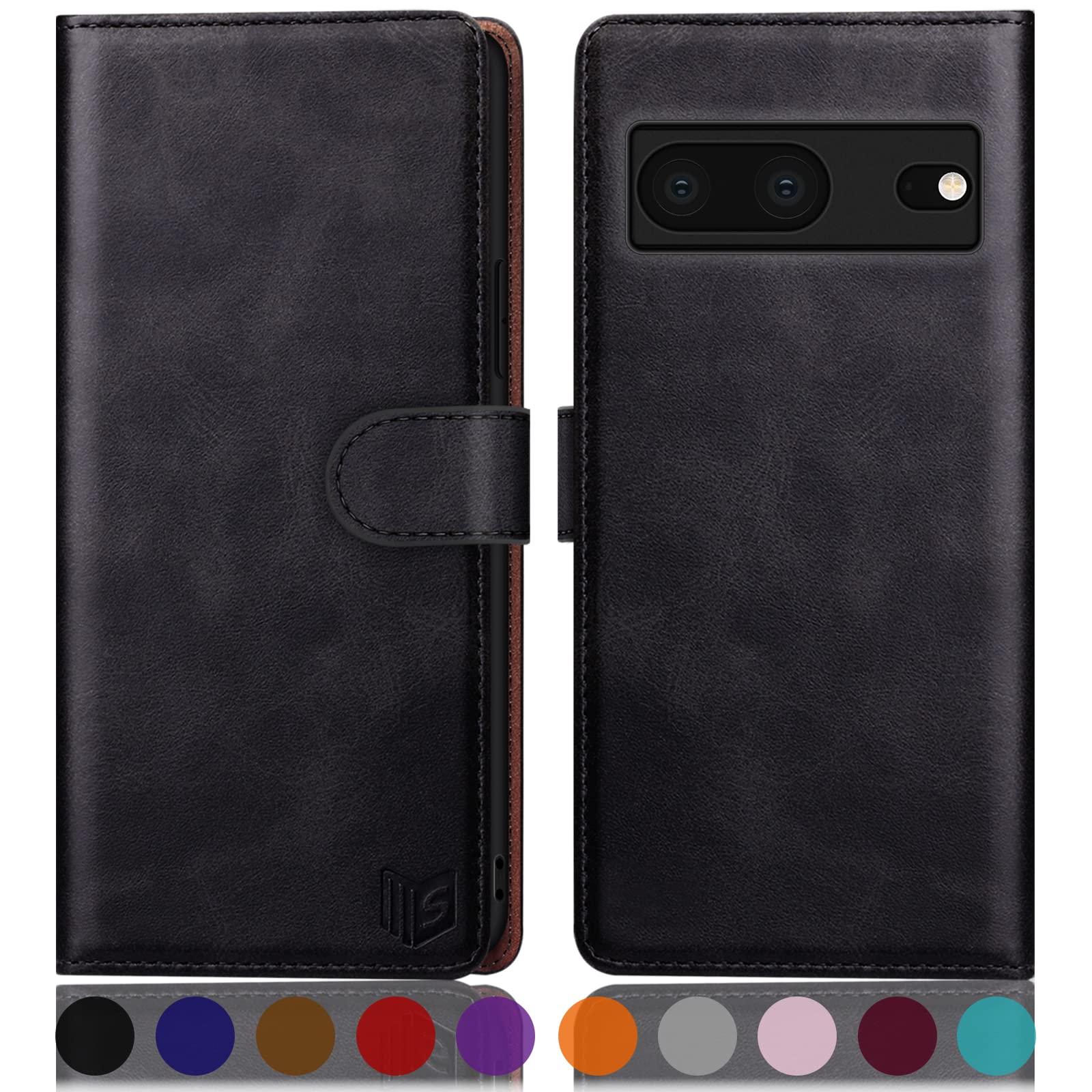 SUANPOT for Google Pixel 7 5G case with [Credit Card Holder][RFID Blocking],PU Leather Flip Book Protective Cover Women Men for Pixel 7 Phone case Black
