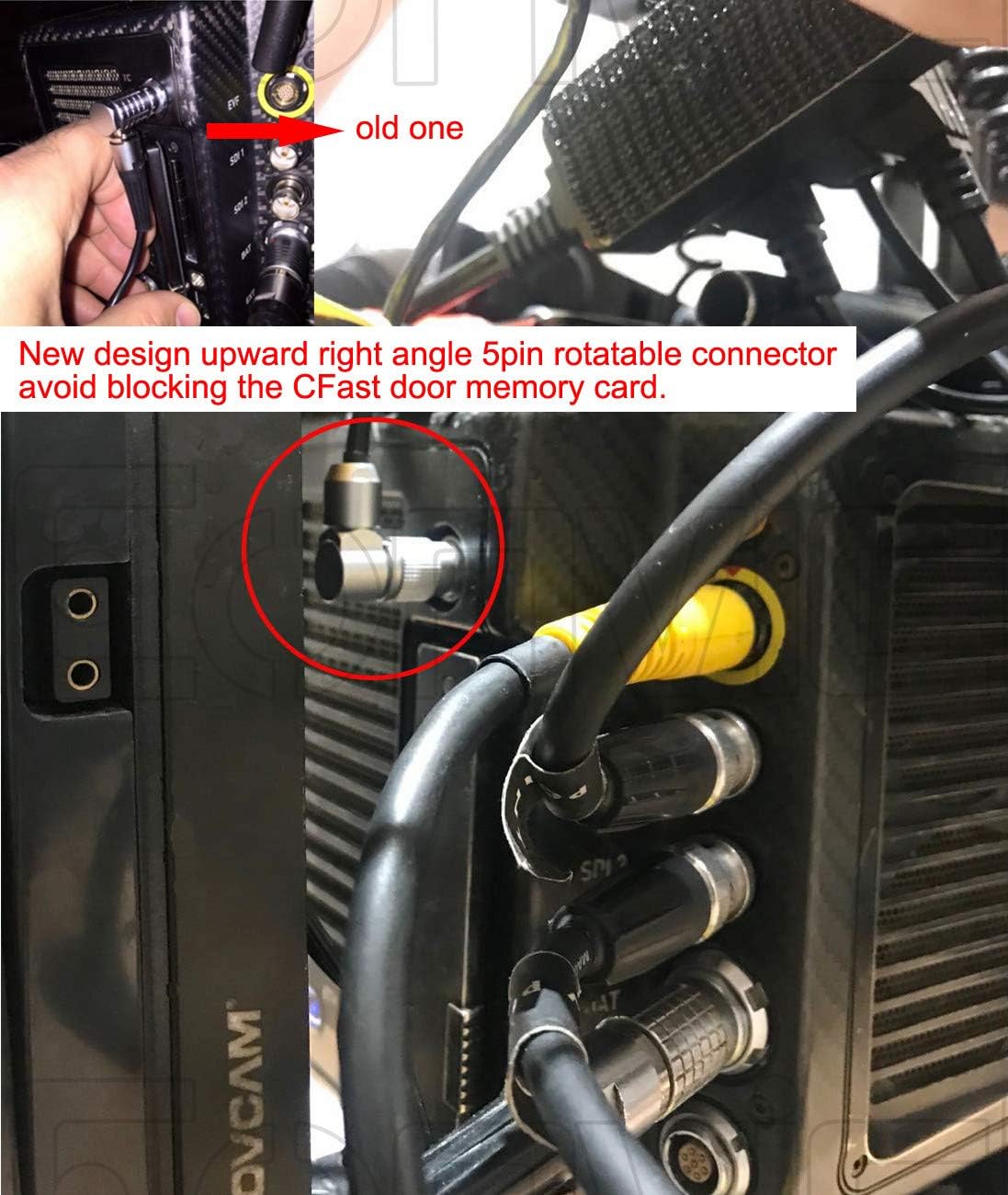 Eonvic Tentacle Sync 3.5mm to 5 Pin Rotatable Upward Alexa Mini Cable(New Cables can Avoid Blocking The CFast Door ) - Image 3