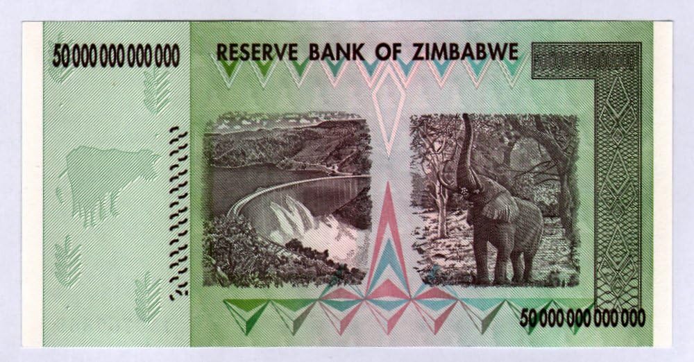 RBZ Collectibles Zimbabwe Bill Banknote - Authentic 50 Trillion Dollar Note, Collector's Value Only, Multicoloured, Medium - Image 3