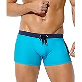 Arjen Kroos Men's Swim Briefs Quick Dry Square Leg Swimsuit Beach Trunk Swimwear with Pockets