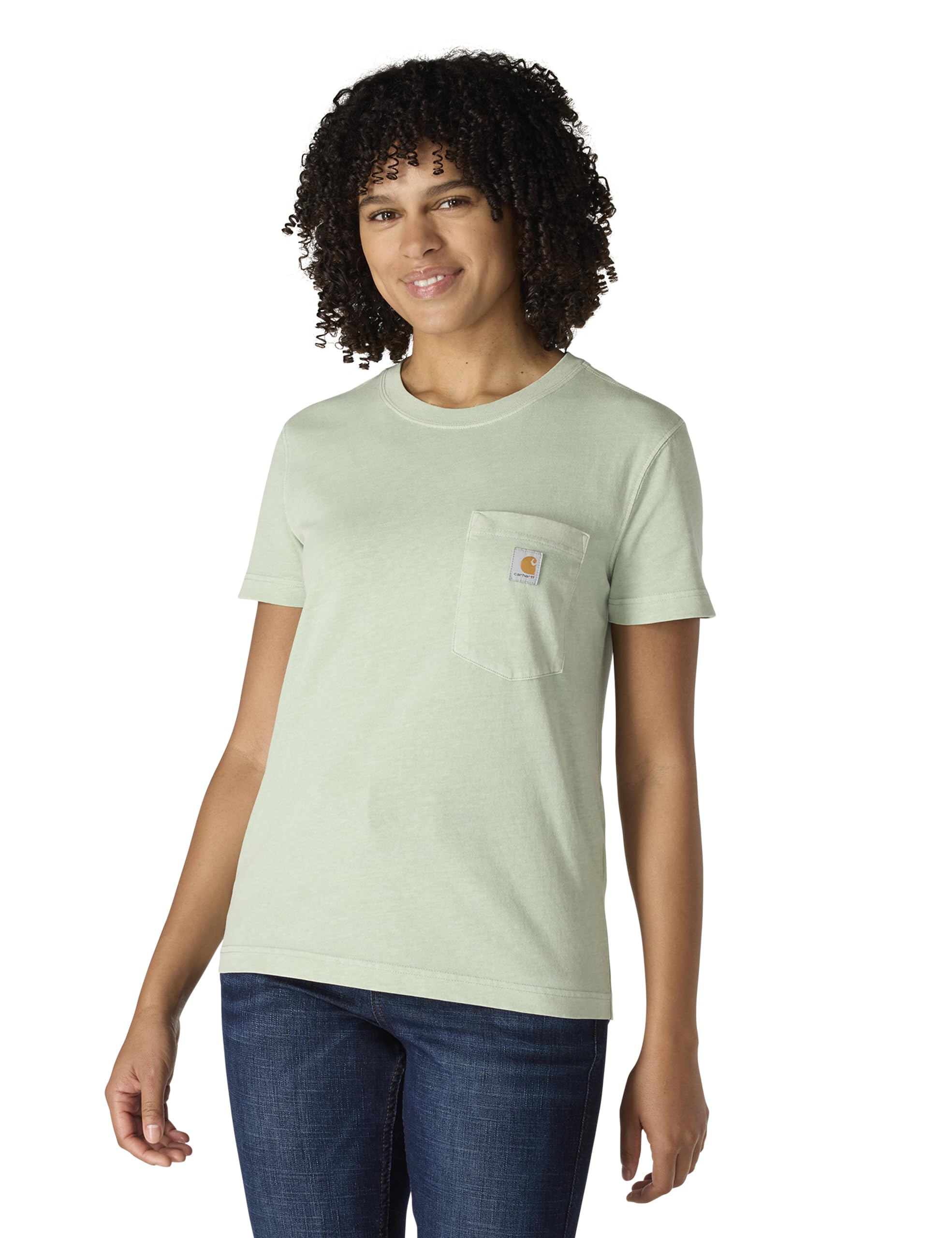 Carhartt Women’s Relaxed Fit Lightweight Short Sleeve Garment Dye Pocket T-Shirt, Seabrook, Small