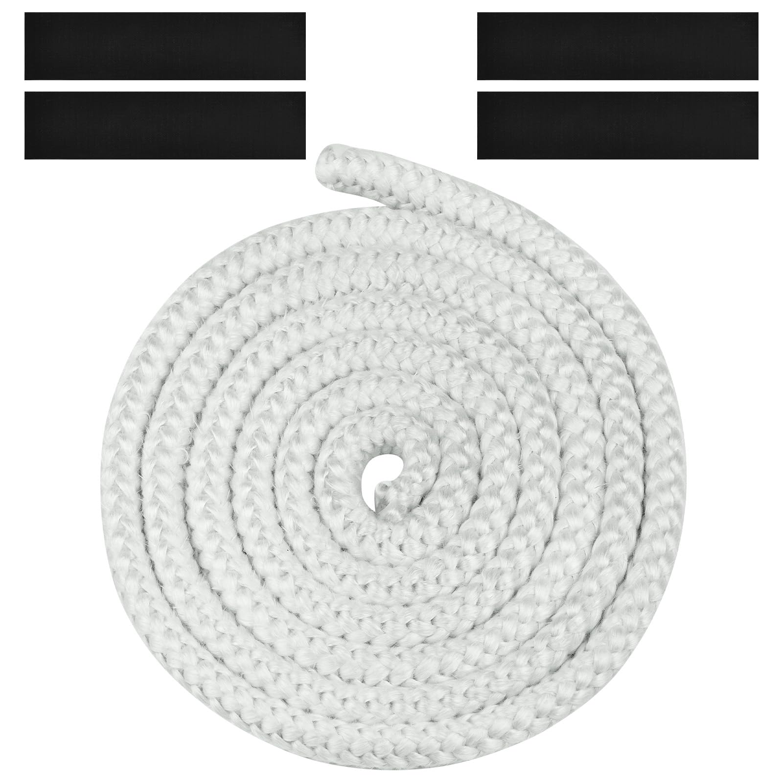 Flintronic Stove Rope, Heat Resistant Rope Seal Replacement Gasket with 4 Tapes, Sealant Strip Fire Rope for Wood Burning Stovee, Chimney, Fireplaces, Oven Door, White (Φ: 12 mm, Length 2.5 m)