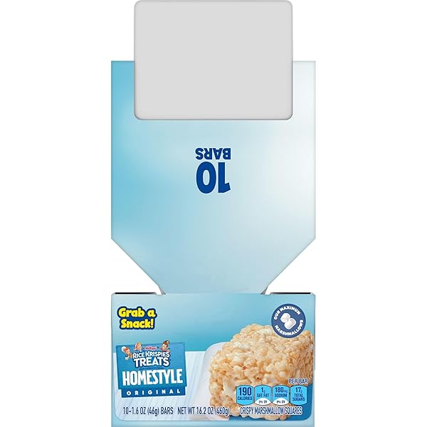 RICE KRISPIES TREATS HOMESTYLE CRISPY MARSHMALLOW SQUARES, KIDS SNACKS, LUNCH SNACKS, ORIGINAL, 16.2OZ BOX (10 BARS)