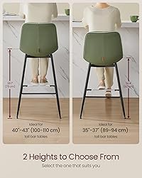 VASAGLE Bar Stools Set of 2, Bar Height Bar Stools