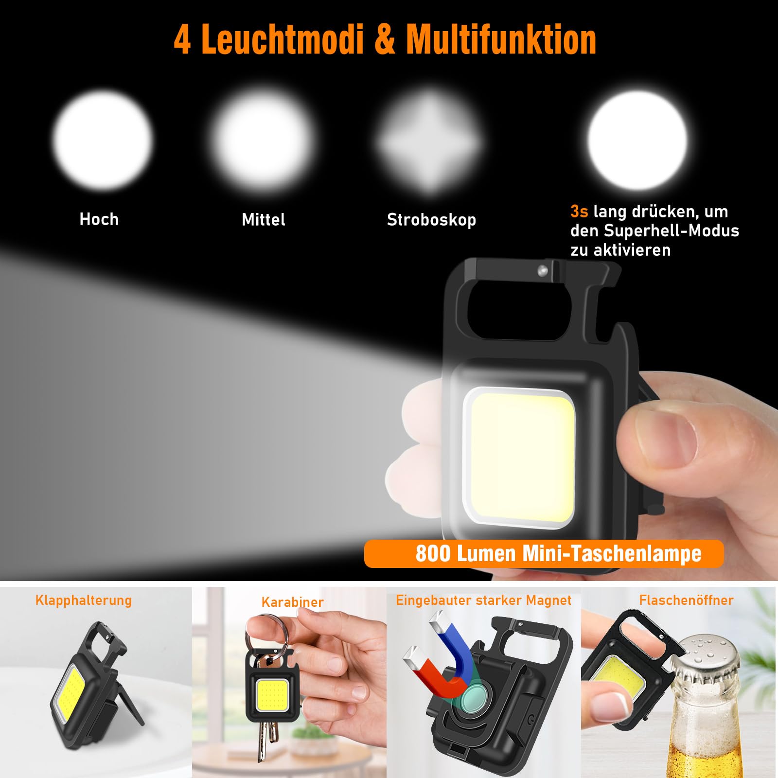 Shadowhawk Taschenlampe LED Aufladbar Extrem Hell, 500000 Lumen Taschenlampen Batteriebetrieben USB, XHM77.2 Taktische Taschenlampe Starke, Wasserdicht Flashlight Torch für Outdoor Notfälle Camping 6