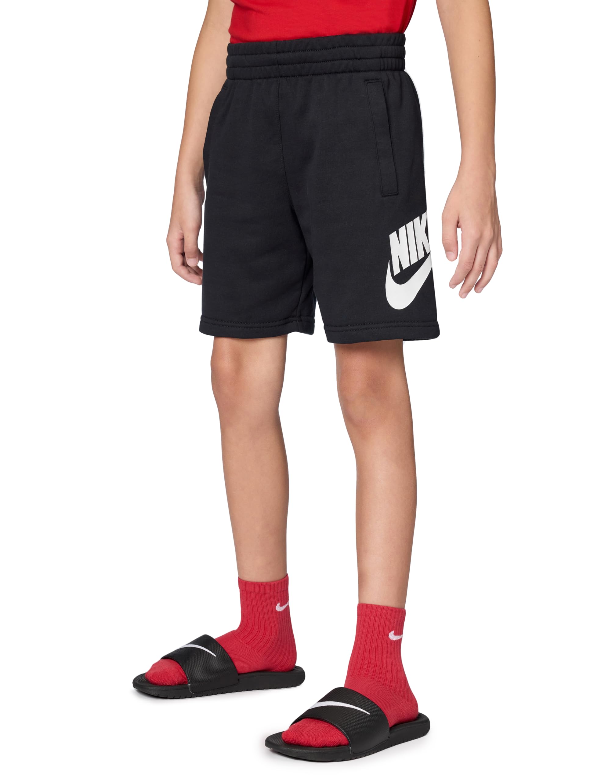 Nike Big Kid’s Sportswear Club Fleece French Terry Shorts, Black/White, Small