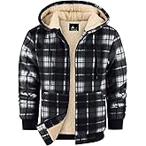 ZITY Heavy Thick Hoodies for Men Plaid Flannel Warm Sherpa Fleece Lined Winter Full Zip Up Coat