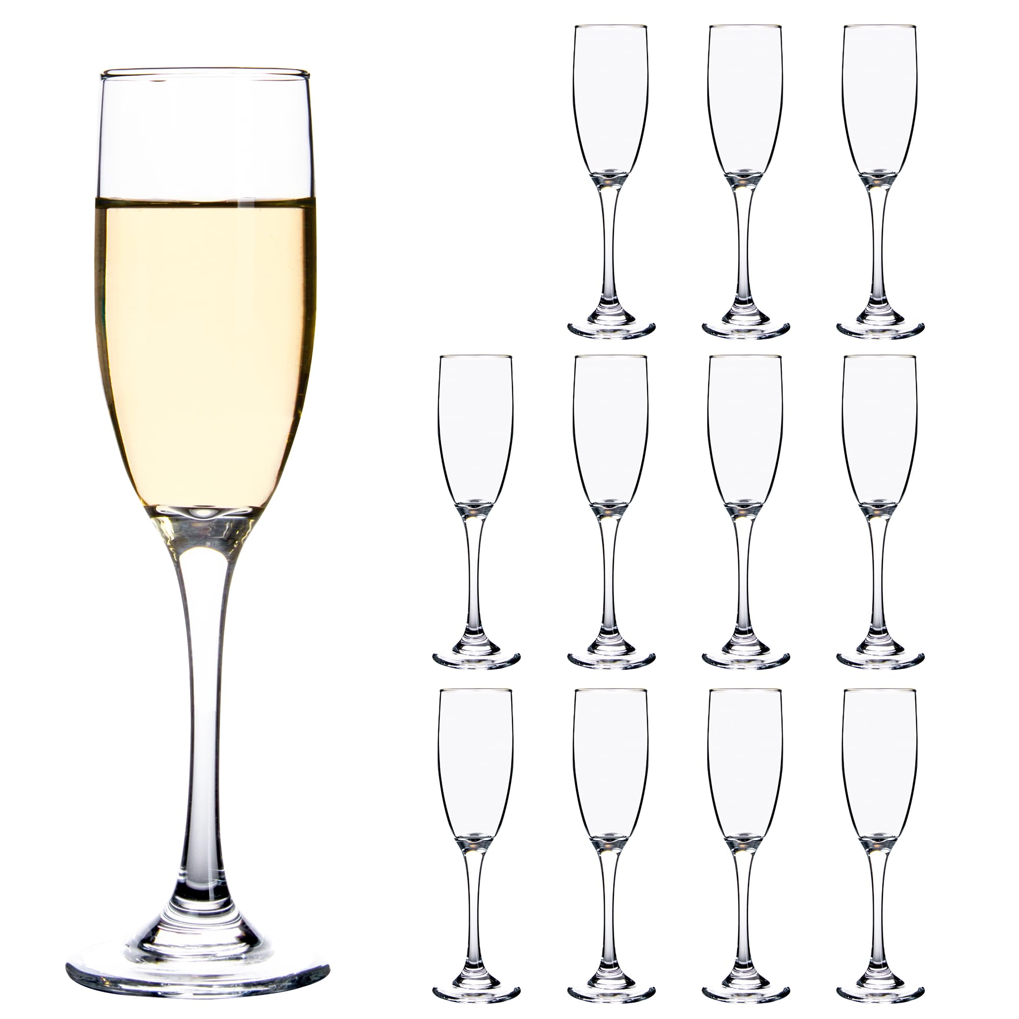 Photo 1 of CZUMJJ Glass Champagne Flutes Set of 12, Elegant Long Stem Champagne Glasses Set for Wedding, Party, 6oz Good for Sparkling Wine