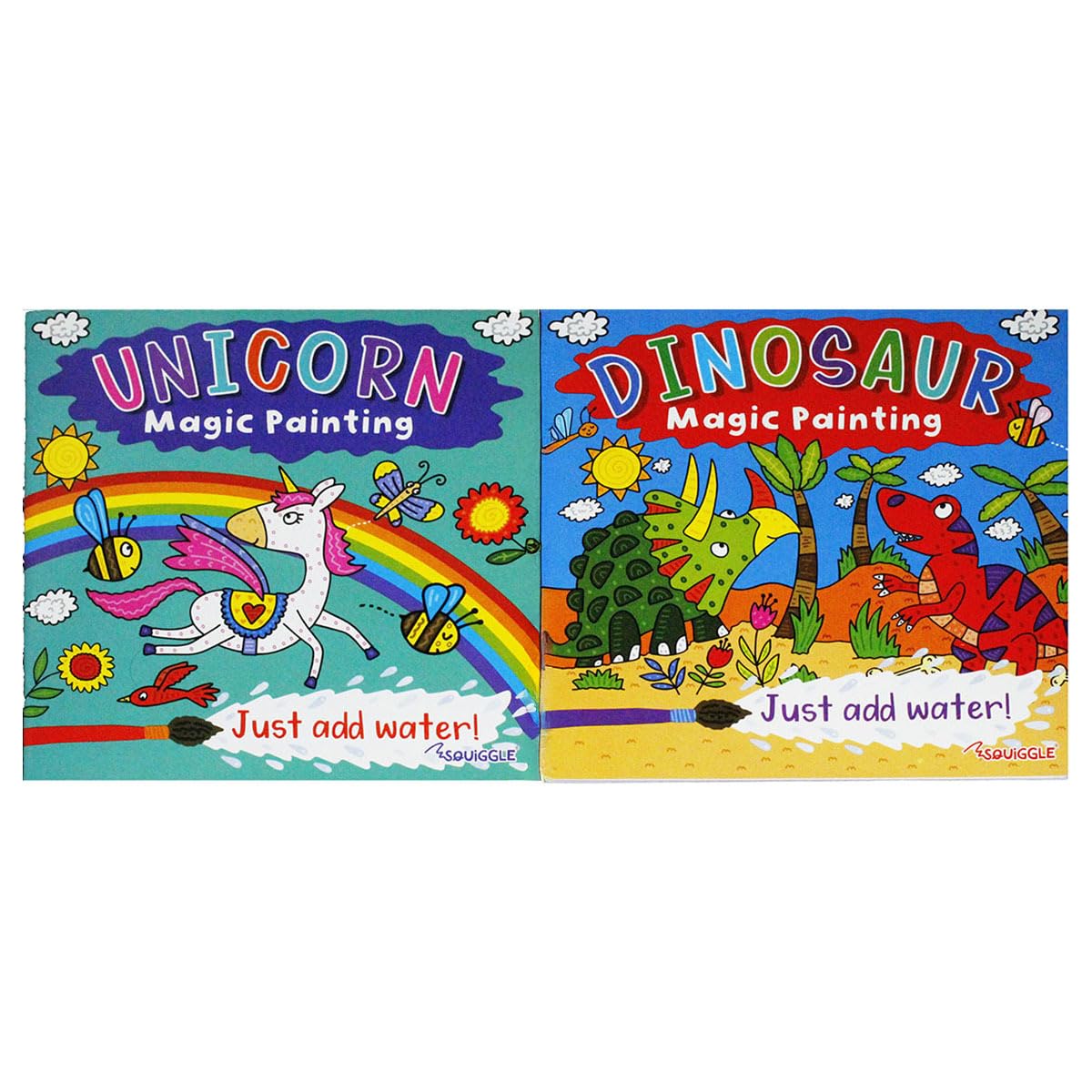Squiggle Children's Magic Paint with Water Books, Unicorn & Dinosaur - Set of 2