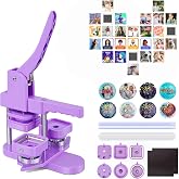 Button Maker Machine, Square & Round Button Badge Press Kit- 50pcs Square Magnet Button(2'' x 2'') + 50pcs Circle Pinback But