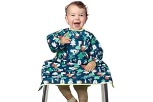 Lictin Baby Bibs Long Sleeved Bib for Toddler, Baby Feeding Bib Coverall Baby Bib, Attaches to Highchairs